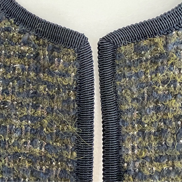 NWT Talbots Wool/Alpaca/Metallic Blend Blazer Olive/Navy Blue Fabric Knit Italy - Picture 6 of 15